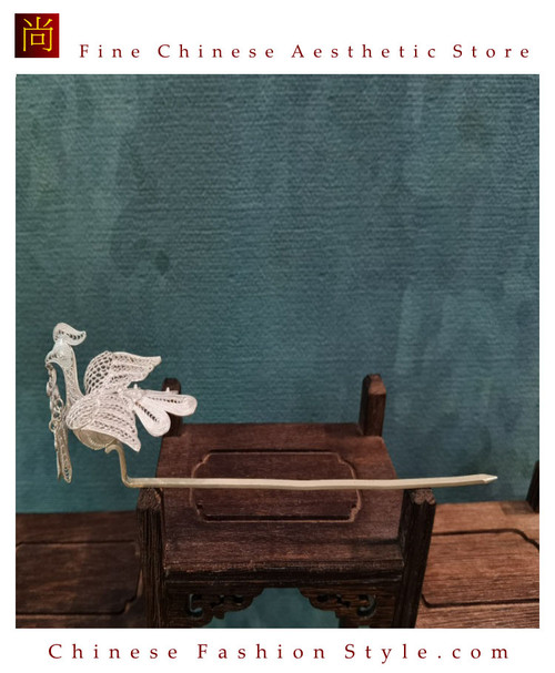 100% Handcrafted Miao Hmong Pure Silver Hairpin 999 Filigree Hair Stick For Women Chinese Flower Vintage Authentic Style - Fair Trade #103