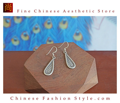 Fine 99 Earrings High Purity Sterling Silver Jewelry 100% Handcrafted Art  #178