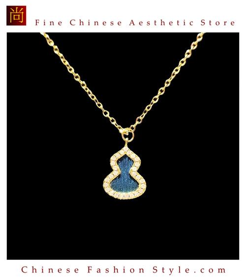 Peacock Feather Gourd Pendant Dian Cui Style Handmade Jewelry Necklace #103