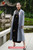 One Piece Only Embroidered Elegant Long Maxi Coat for Women in Blue made from a Wool and Cashmeere Blend all Handmade 101