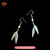 Silk Velvet Bamboo Leaf Drop Earrings Ronghua Style Handmade #104