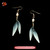 Silk Velvet Bamboo Leaf Drop Earrings Ronghua Style Handmade #104