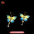 Silk Velvet Blue Butterfly Drop Earrings Ronghua Style Handmade #106