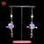 Silk Velvet Purple Iris Drop Earrings Ronghua Style Handmade #107