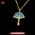 Peacock Feather Fan Pendant Dian Cui Style Handmade Jewelry Necklace #105