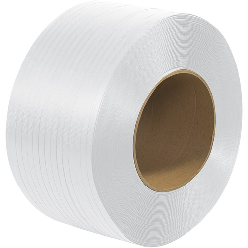8 X 8" Core Polypropylene Strapping | 3/8 300#M X 12900' | White | Embossed - CL