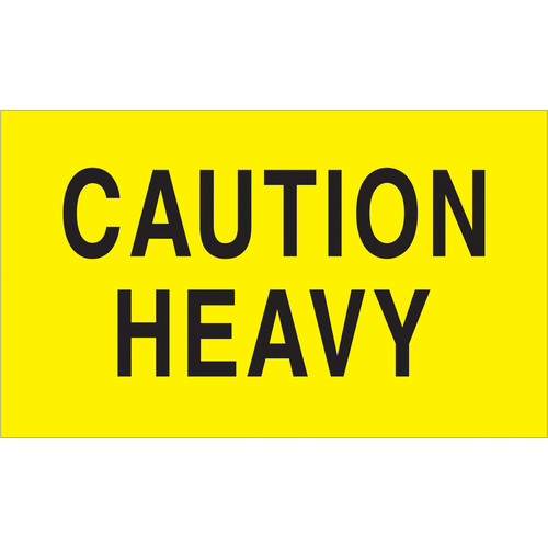 3 X 5 BC FLOR YEL PRT-CAUTIONHEAVY 5C/RL-203997 - RL