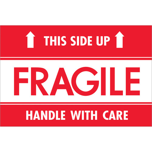 2 X 3 RED FRAGILE-HWC 5C/RLPRT-THIS SIDE UP W/ARROWS-95025 - RL