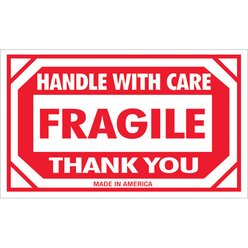 3 X 5 BC RED FLOR PRT-HWCFRAGILE THANK YOU 5C/RL-9365 - RL