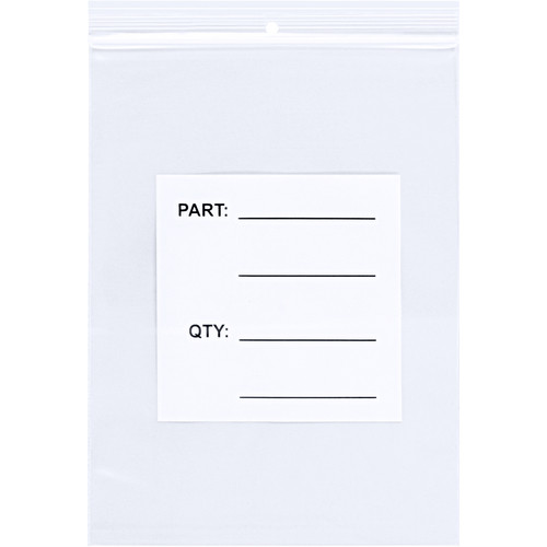 Reclosable Parts Bags w/Hang Holes | 6 X 8 | White | PART/QUAN - CA