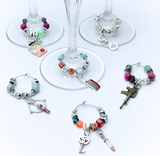 Handmade murder mystery party wine glass stem marker charms