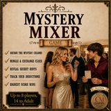 Mystery Mixer mystery party game by Charming Mystery Games. Keychain version.