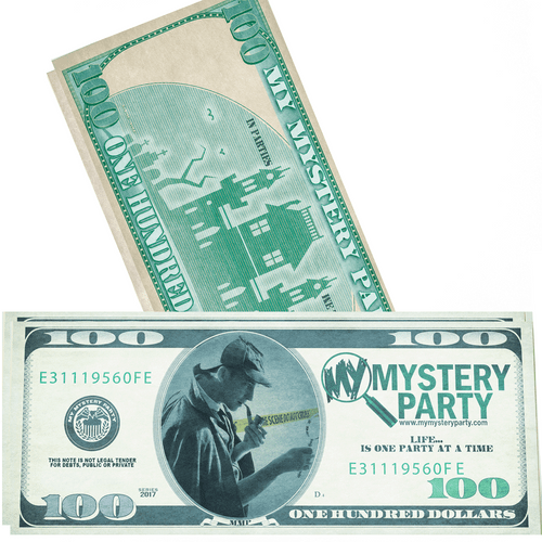 Play money for mystery party games - not real tender - just for fun. 