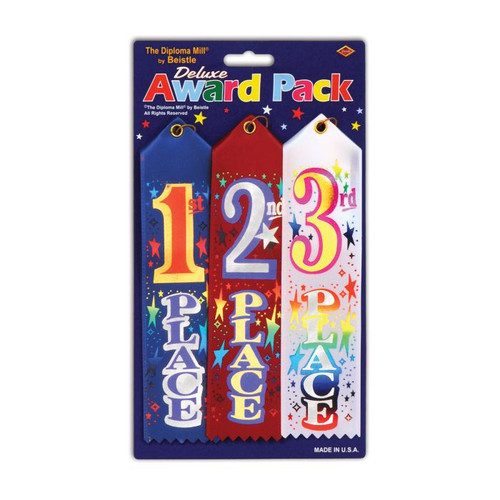 Award ribbon pack for mystery party games.