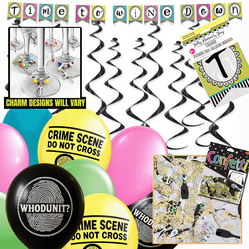 Wine tasting murder mystery decor kit by My Mystery Party