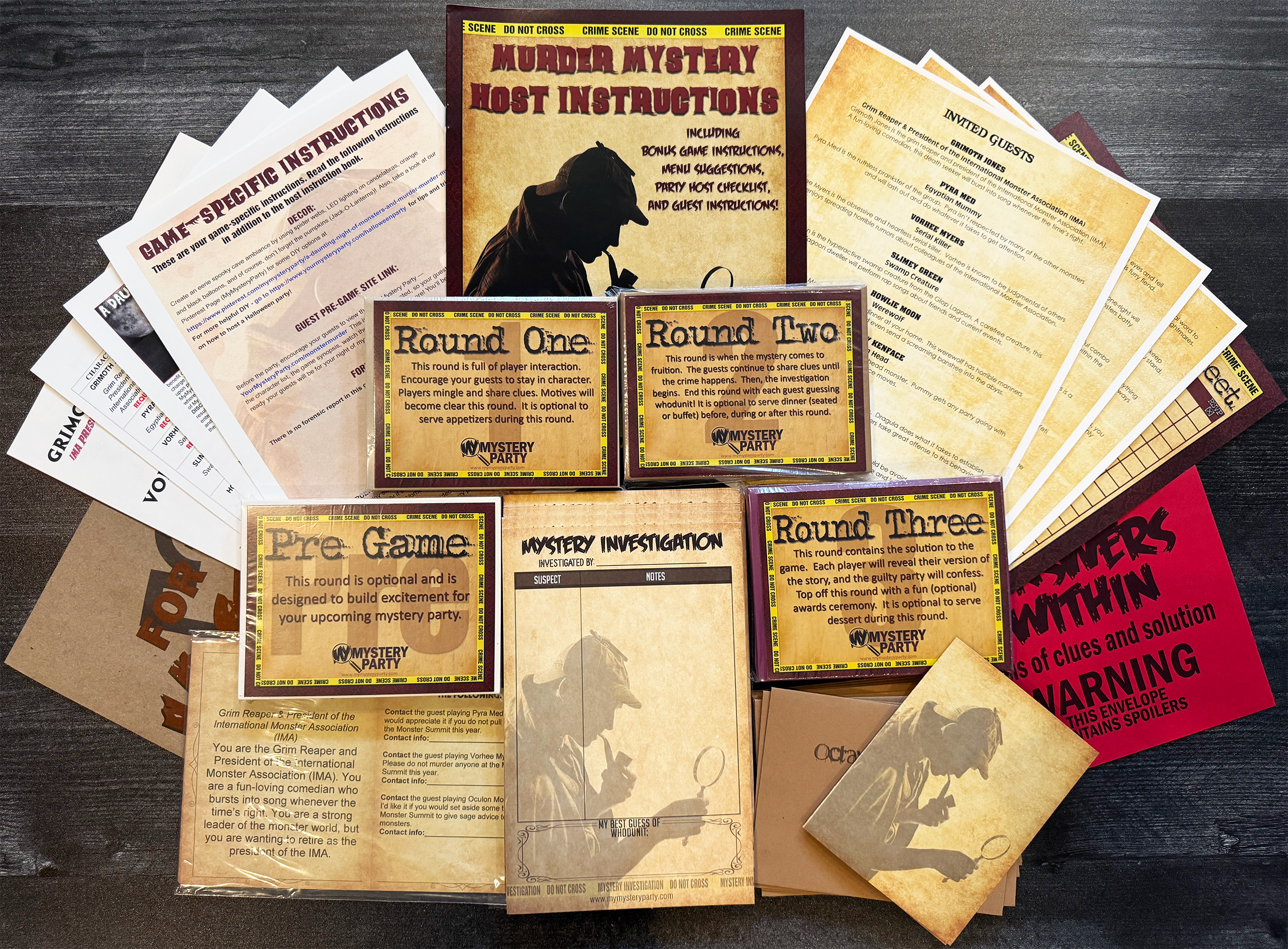 Example murder mystery party boxed set