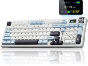 AULA S98 Pro Wireless Mechanical Keyboard,Smart Screen & Knob,Tri-Mode BT5.0/USB-C/2.4GHz Creamy Keyboard,Pre-lubed Linear Switches,Hot Swappable RGB Backlit Computer Gaming Keyboards
