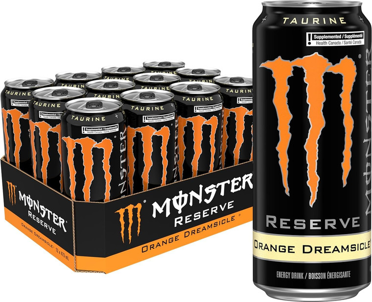 Monster Energy Reserve Orange Dreamsicle Energy Drink, with Caffeine, Taurine & Ginseng, 473 mL, 12 Pack