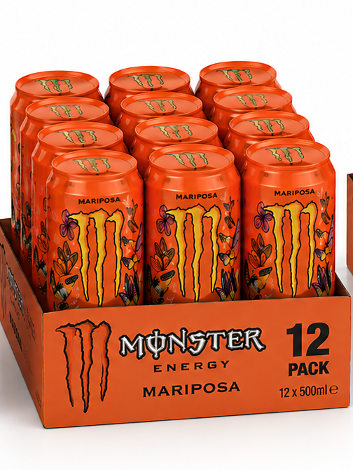 Monster Energy Mariposa, 500mL Cans, 12 Pack (3Packs x4 Cans)
