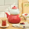 EMSAN ALICE GOLD GLAZING TEAPOT SET RED