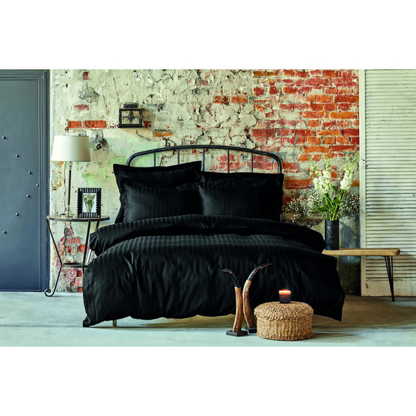 CHARM BOLD BLACK SATEN SINGLE SIZE DUVET COVER