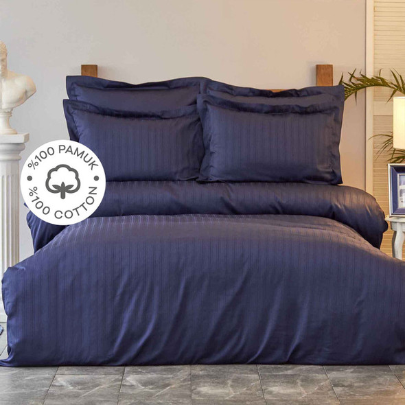 CHARM BOLD  NAVY BLUE SATEN SINGLE SIZE DUVET COVER