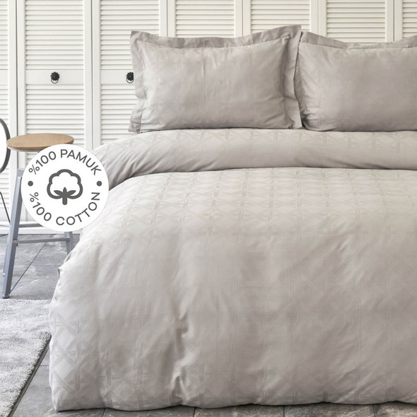 Karaca Home White Colletion Santino Gray Double Duvet Cover Set