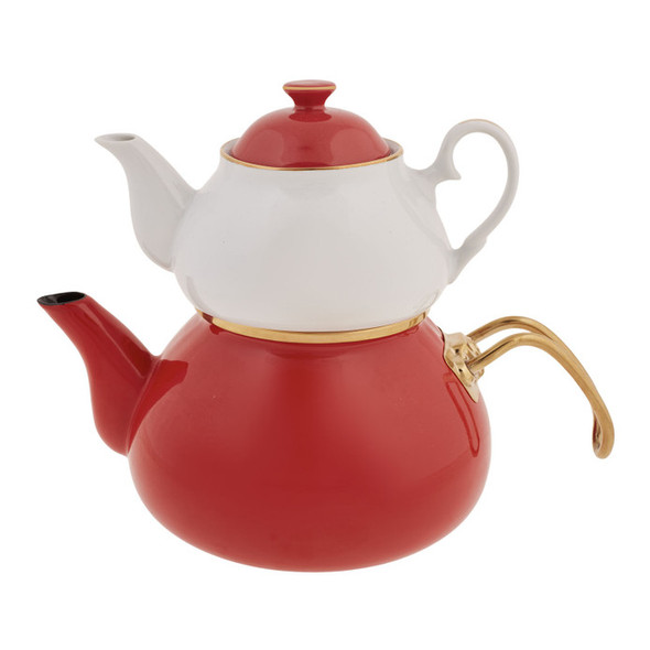 EMSAN ALICE GOLD GLAZING TEAPOT SET RED