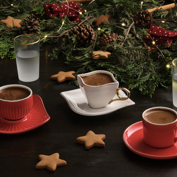 EMSAN NAS?P RED 2 PERSONS COFFEE CUP SET