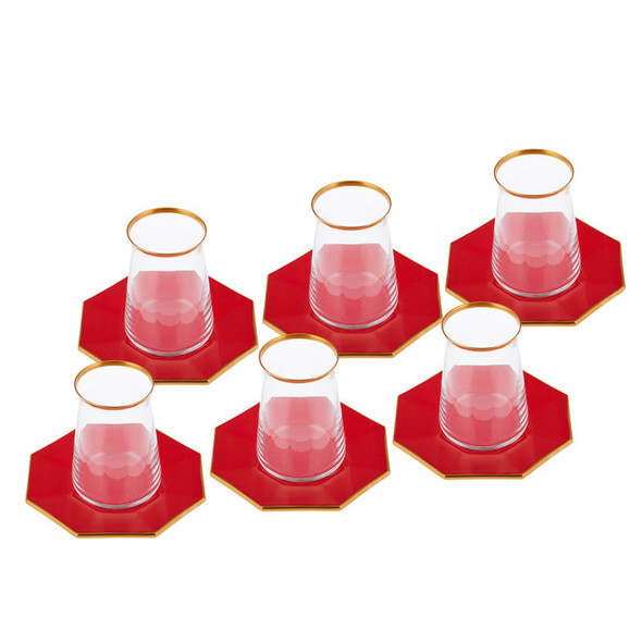 EMSAN M?LA 12 PCS OCTAGON TEA SET RED