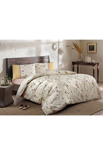 DUVET COVER SET FLORETTA SINGLE CREAM BLOMSATEENRING