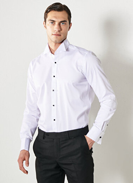 SLIM FIT SHIRT WING COLLAR NON IRON WHITE