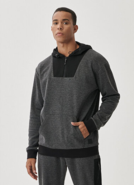 STANDART FIT SWEATSHIRT HOODED BLACK ANTHRACITE