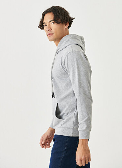 STANDART FIT SWEATSHIRT HOODED GREY MELANGE