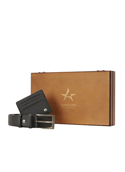 STANDART  BELT-CARD WALLET SET BLACK