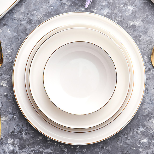 Karaca Streamline Saturn Gold 59 Pieces 12 Person Porcelain Dinnerware