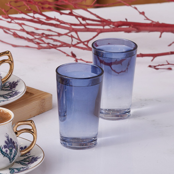 EMS F?RUZE ALANYA COFFEE SIDE GLASS BLUE 6 PCS