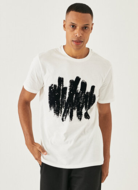 SLIM FIT TSHIRT PRINTED ECRU