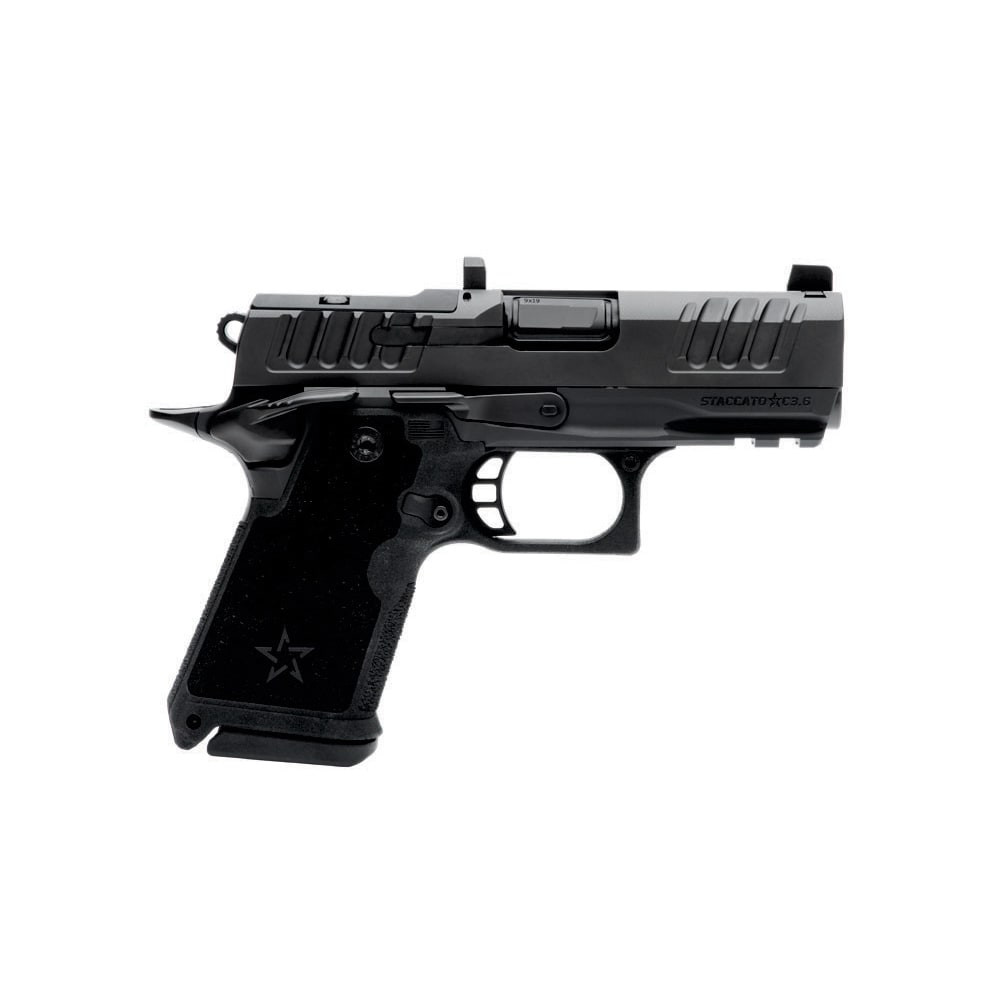 Staccato Preferred HD C3.6 9mm DLC Barrel Black Trijicon Night Sight Pistol 3x 15rd Mags (MecGar) 20-2601-000107