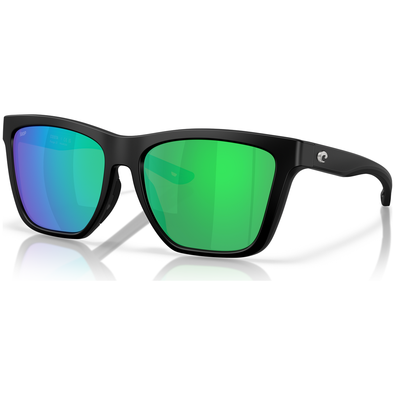 Costa Del Mar Panga II Matte Black Frame Green Mirror 580P Lens  06S9122-91221057