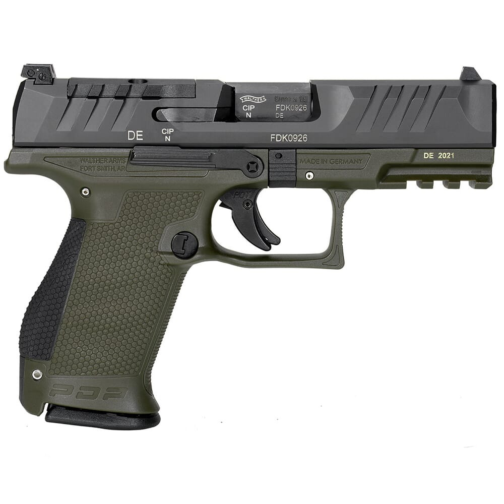 Walther Arms PDP 9mm 4\" Bbl Two-Tone Green Frame Optic Ready Compact Pistol w/(2) 15rd Mags 2858428