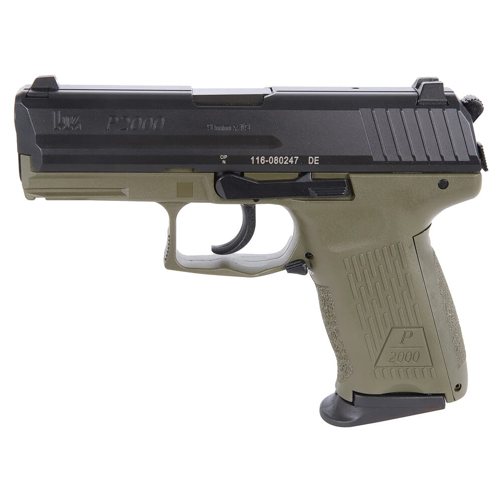 HK P2000 V3 9mm 3.66\" Bbl DA/SA OD Green Pistol w/(2) 13rd Mags 81000061