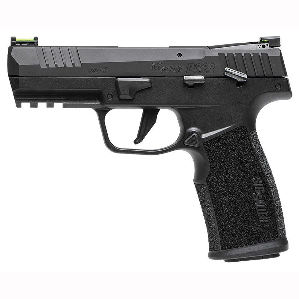 Sig Sauer P322 .22 LR 4\" Bbl Optics Ready SAO Black CA Compliant Pistol w/(2) 10rd Poly Mags & Adj Fiber Optic Sights 322C-BAS-CA