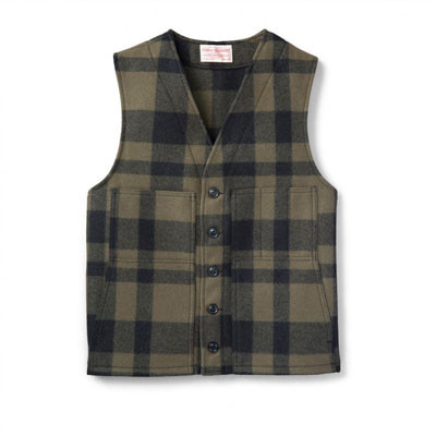Filson Mackinaw Wool Vest Otter Green Black 44 10055