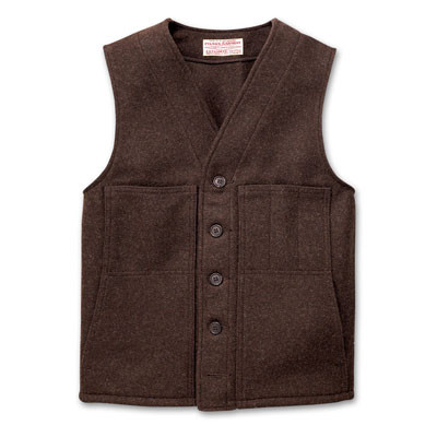 Filson Xlong Mackinaw Vest Brown 44 10056