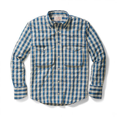 Filson Angler Shirt Aspen Blue Plaid MD 10604