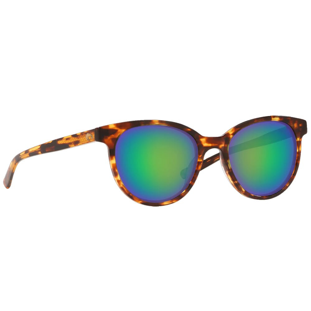 Costa Isla Shiny Tortoise Frame Sunglasses w/Green Mirror 580G Lenses 06S2008-20080553