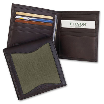 Filson Otter Green Leather/Twill Packer Wallet 65209