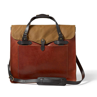 Filson Large Leather Tote Cognac