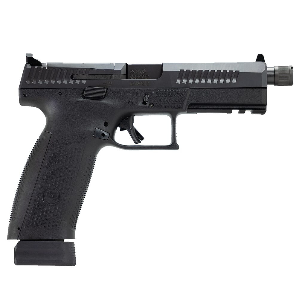 CZ-USA P-10 F Optic/Suppressor-Ready 9mm 5.1" Bbl 1/2x28 21rd Blk Handgun w/ Nitride Slide, RMR Co-Witness Sights, 3 Back Straps & Rev Mag Catch 91556
